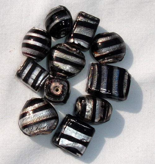 Silver foil glass beads