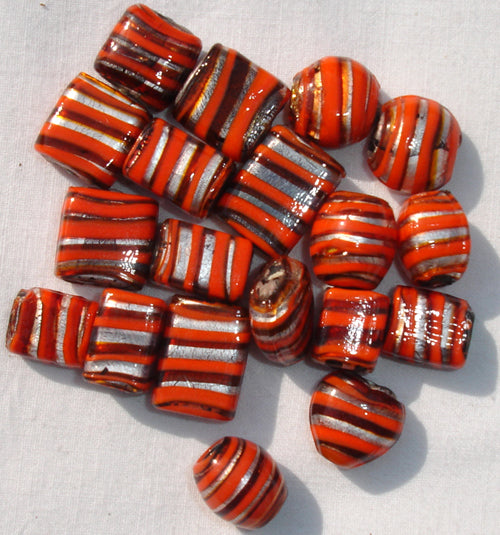 Silver foil glass beads