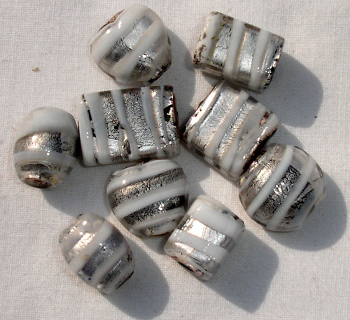 Silver foil glass beads