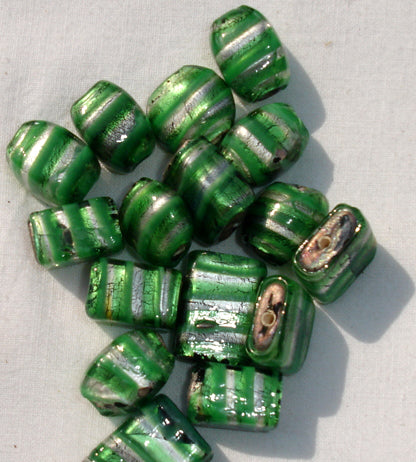 Silver foil glass beads