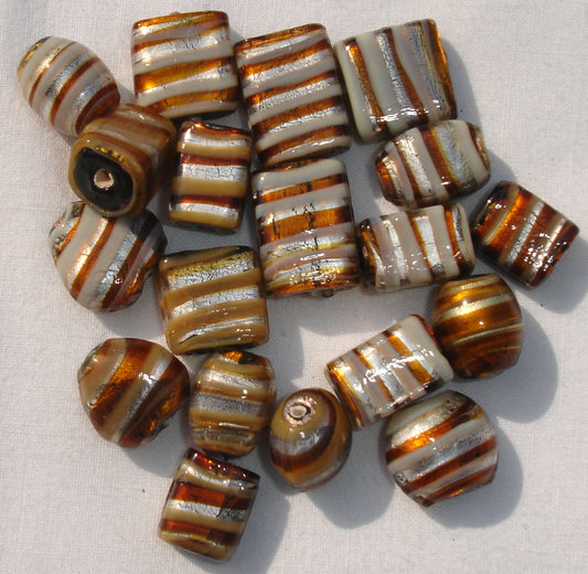 Silver foil glass beads