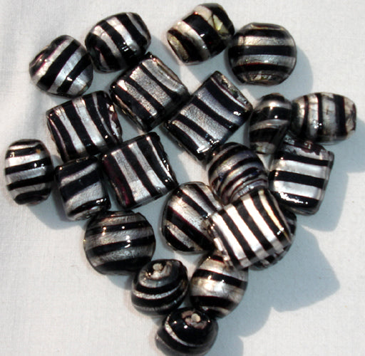 Silver foil glass beads