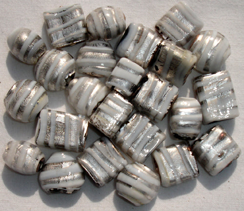 Silver foil glass beads