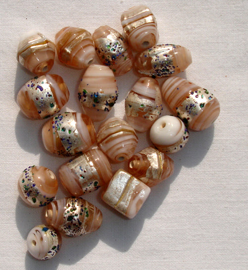 Silver foil glass beads