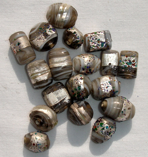 Silver foil glass beads