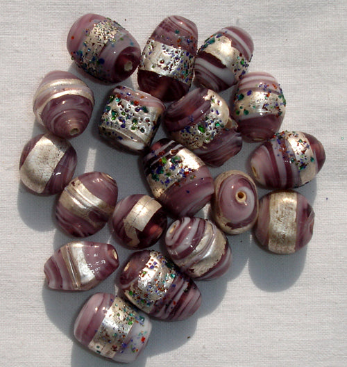 Silver foil glass beads