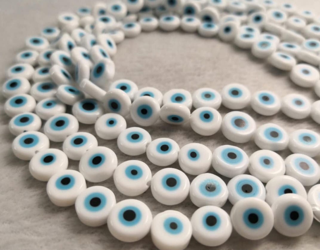 Evil eye flat beads